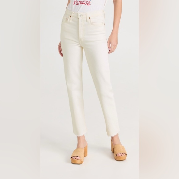 RE/DONE 90”s High Rise Crop Jeans In Vintage White Size‎ 29 Inseam 28” - Picture 1 of 8